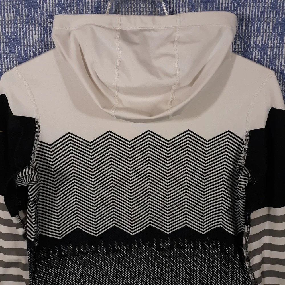 Nike Pro Hoodie Womens Size XL Black White Geometric Athletic Dri-Fit